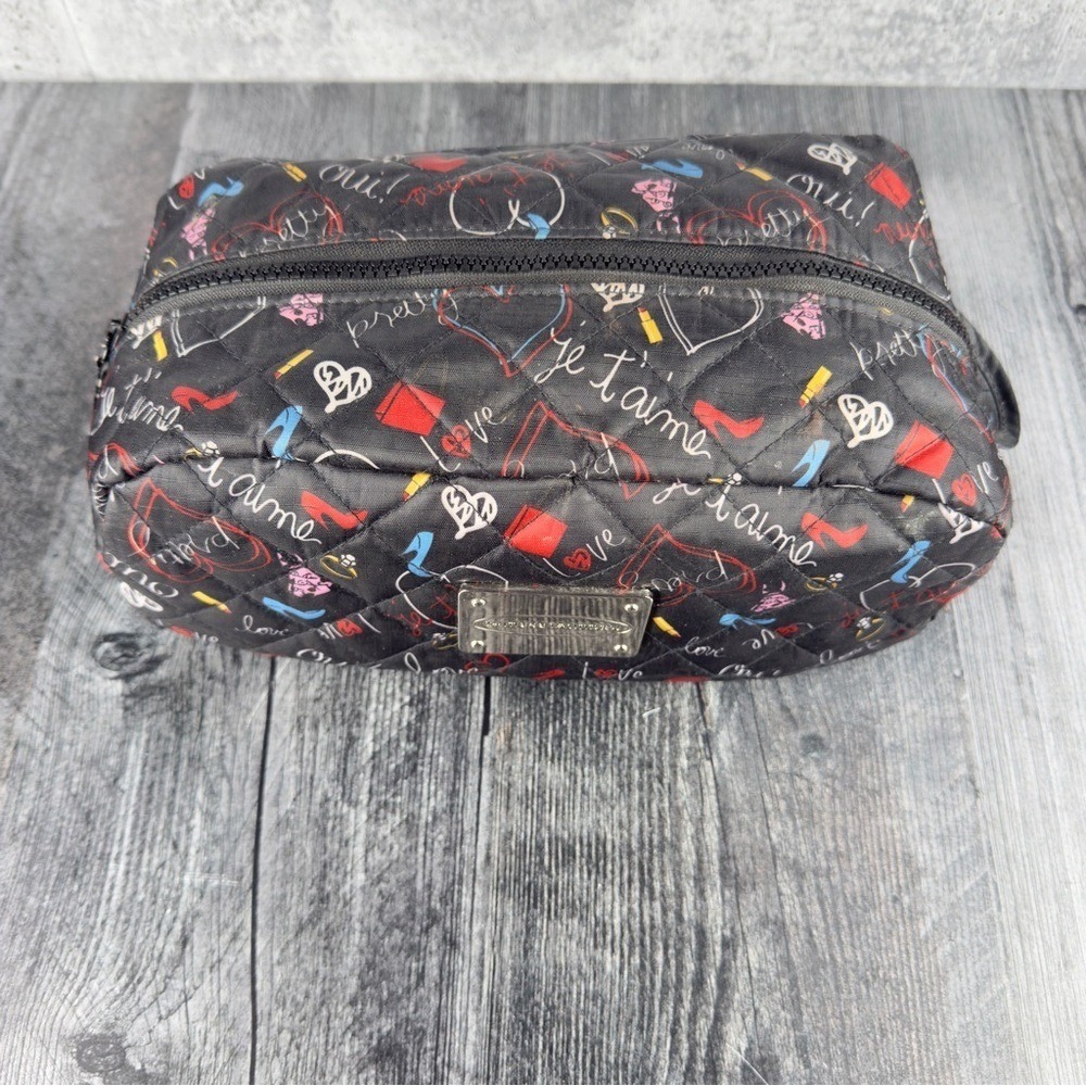 Chinese‎ Laundry Black and Red Quilted Cosmetic Bag - Picture 2 of 8